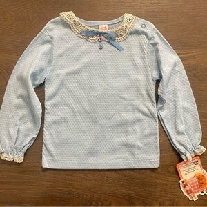 NWT VTG Garanimals Blue Lace Collar Shirt & Floral Corduroy Pants Set